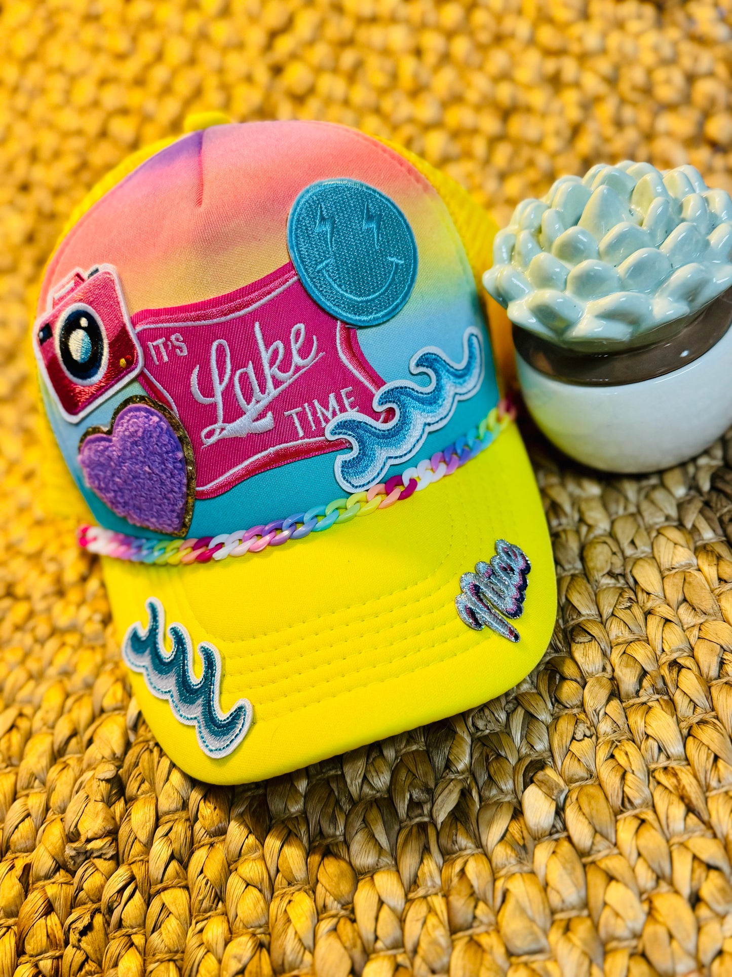 It’s Lake Time Trucker Hat – Vibrant Summer Vibes - Hand Painted