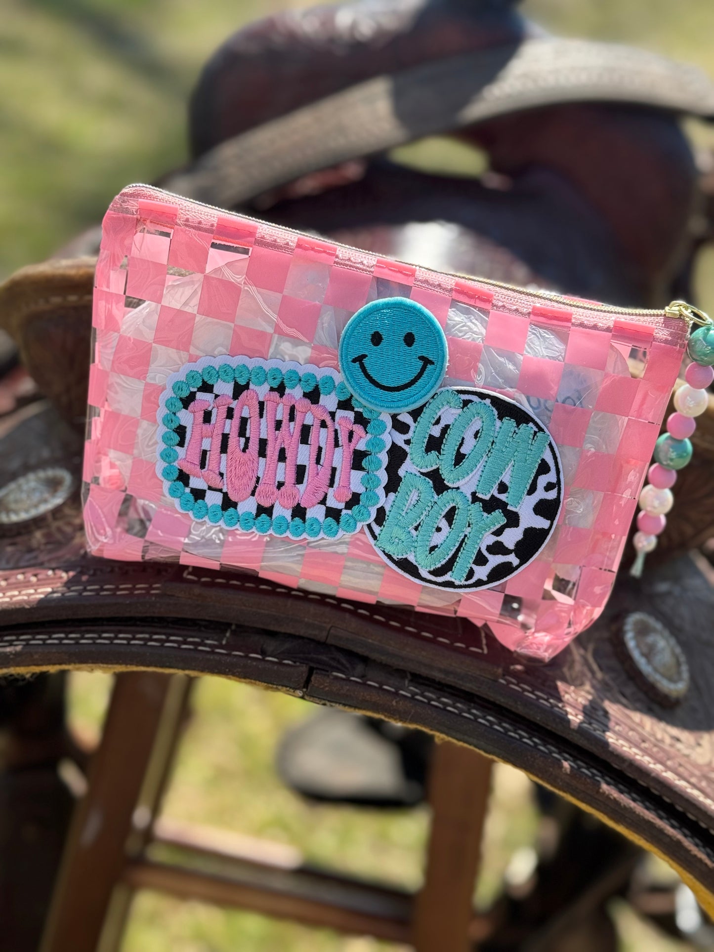 Howdy Cowboy Checkered Makeup Bag