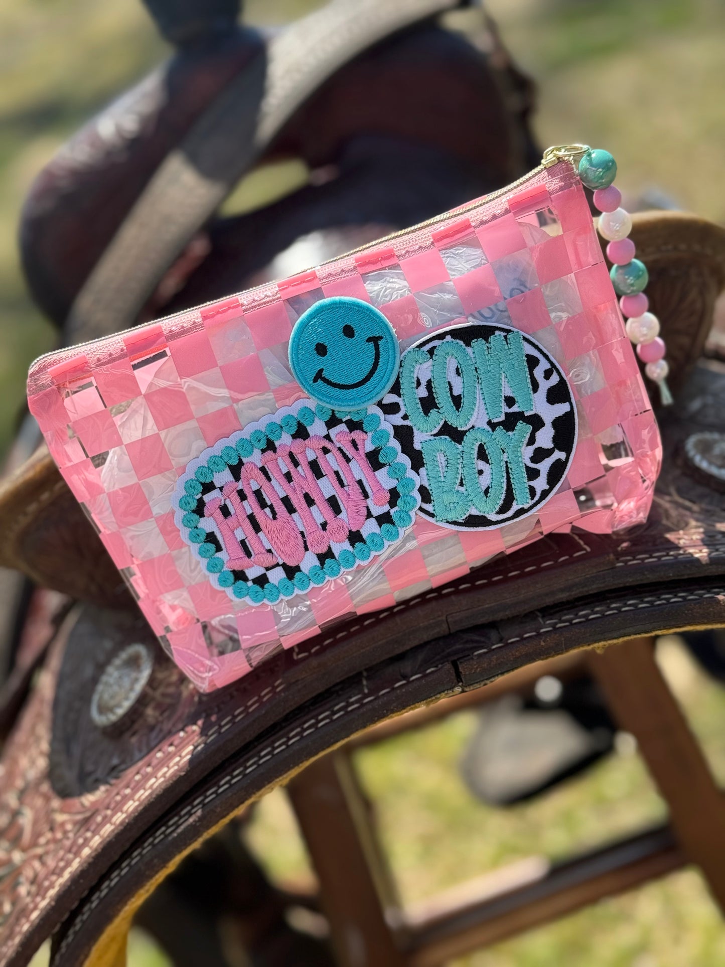 Howdy Cowboy Checkered Makeup Bag