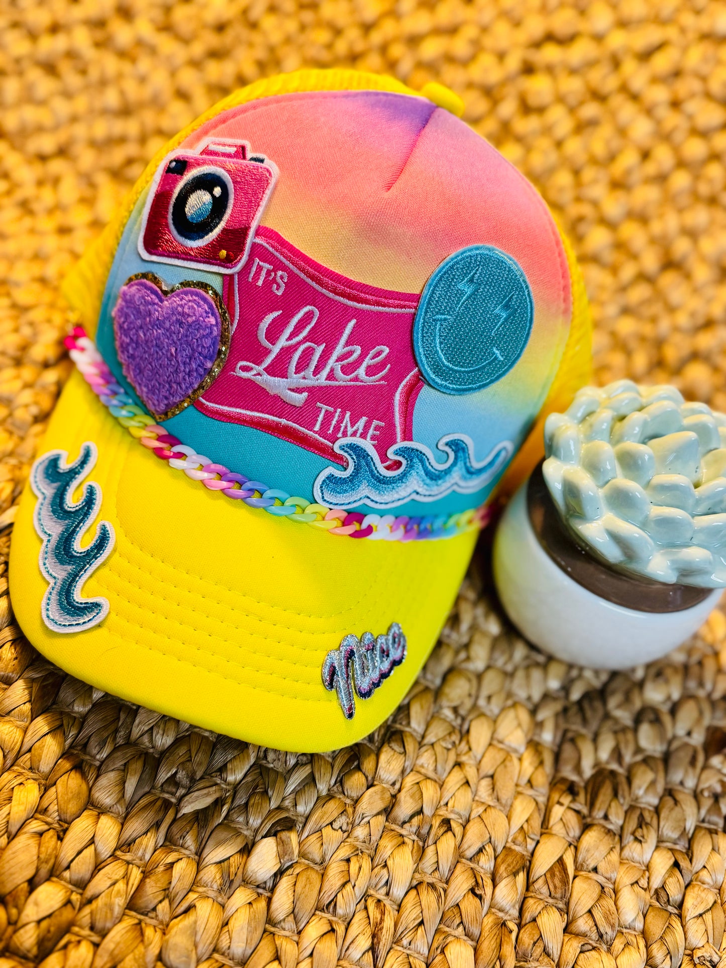 It’s Lake Time Trucker Hat – Vibrant Summer Vibes - Hand Painted