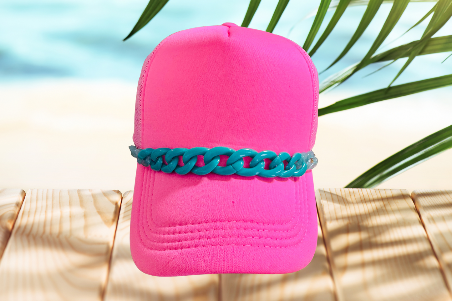 Teal Chunky Hat Chain – Bold Hat Accessory