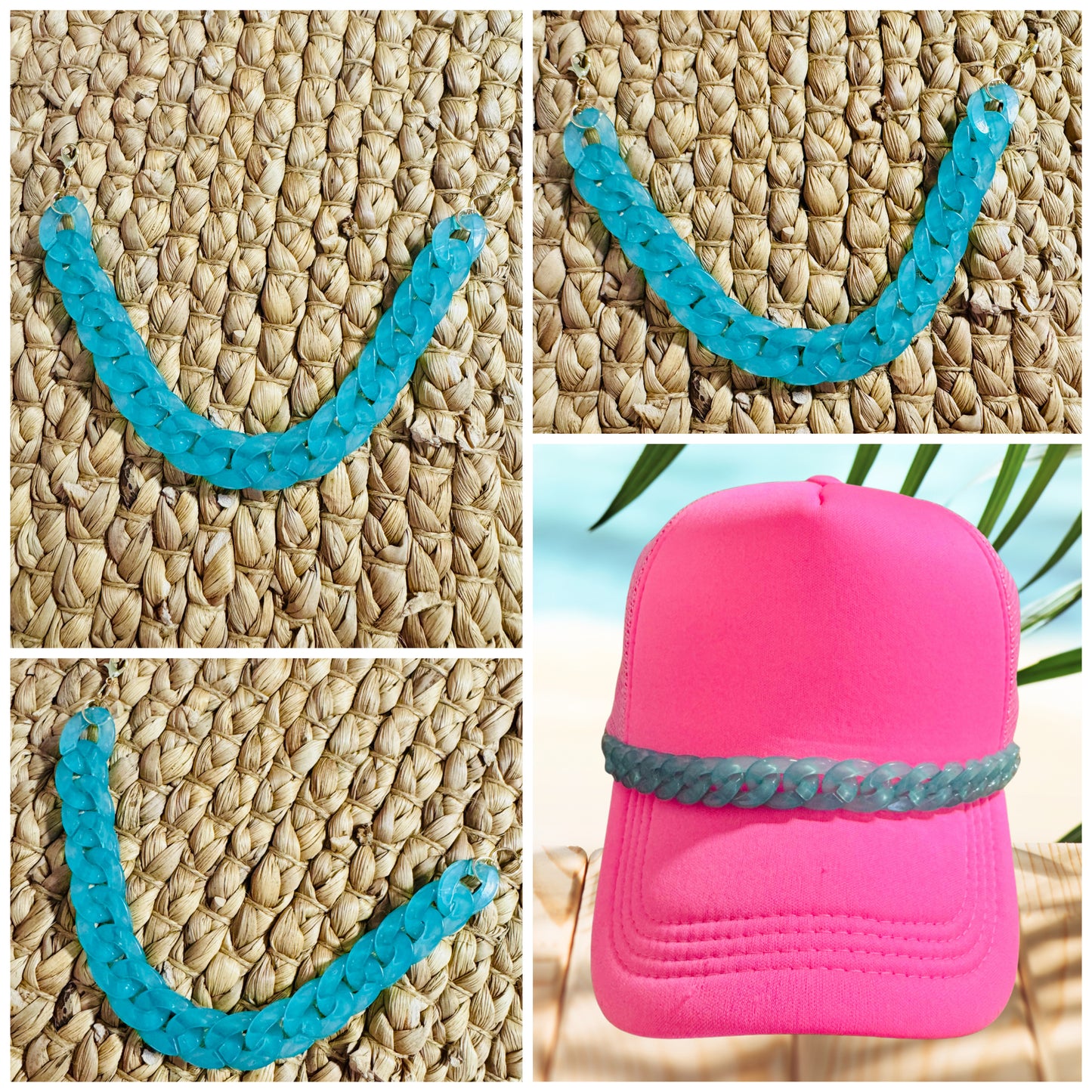 Aqua Hat Chain – Braided Aqua Trucker Hat Charm