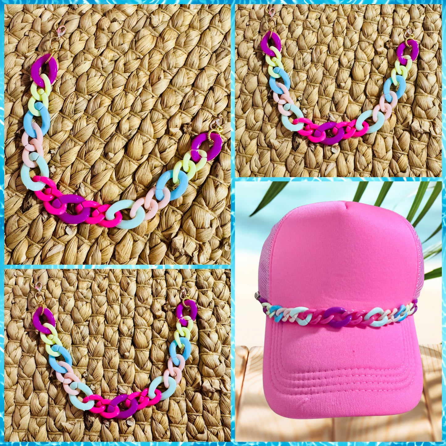 Pastel Pop Hat Chain – Multicolor Acrylic Link Accessory