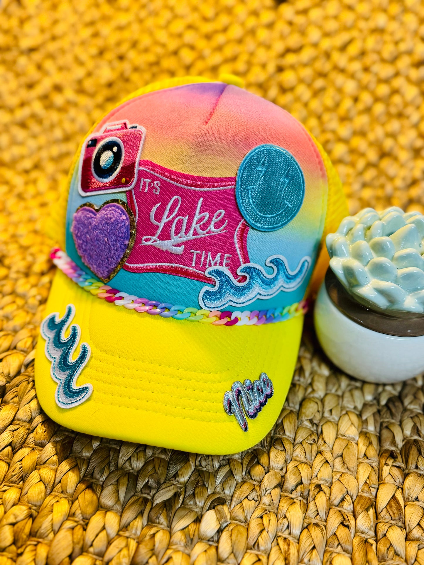 It’s Lake Time Trucker Hat – Vibrant Summer Vibes - Hand Painted