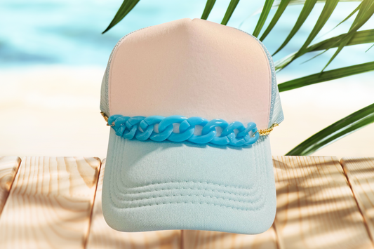 Blue Chunky Hat Chain - Hat Accessory – Removable Trucker Hat Bling
