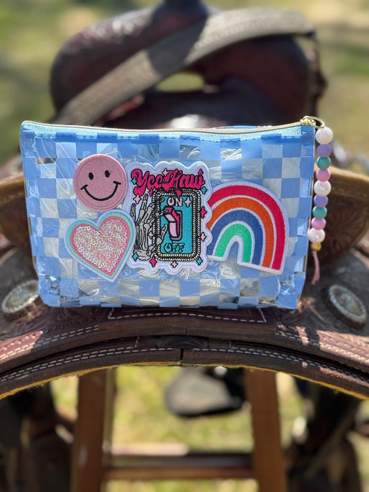 Yeehaw Vibes Checkered Makeup Bag