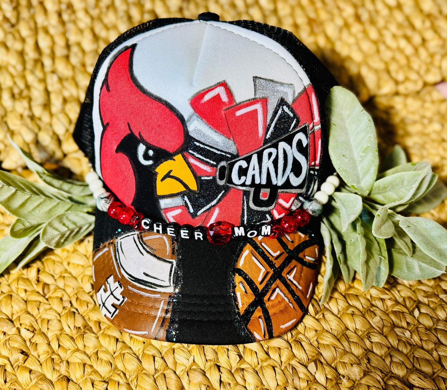 Custom Team Spirit Trucker Hat – Team Spirit Personalized with Beads & Mascot Art