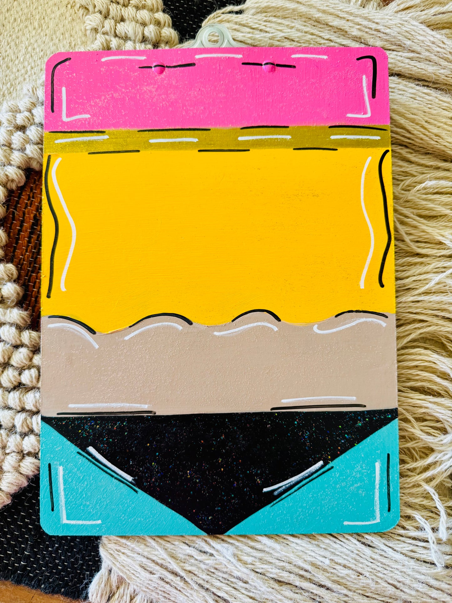 Customizable Pencil-Themed Clipboard, Hall Pass Door Hanger & Coaster Set
