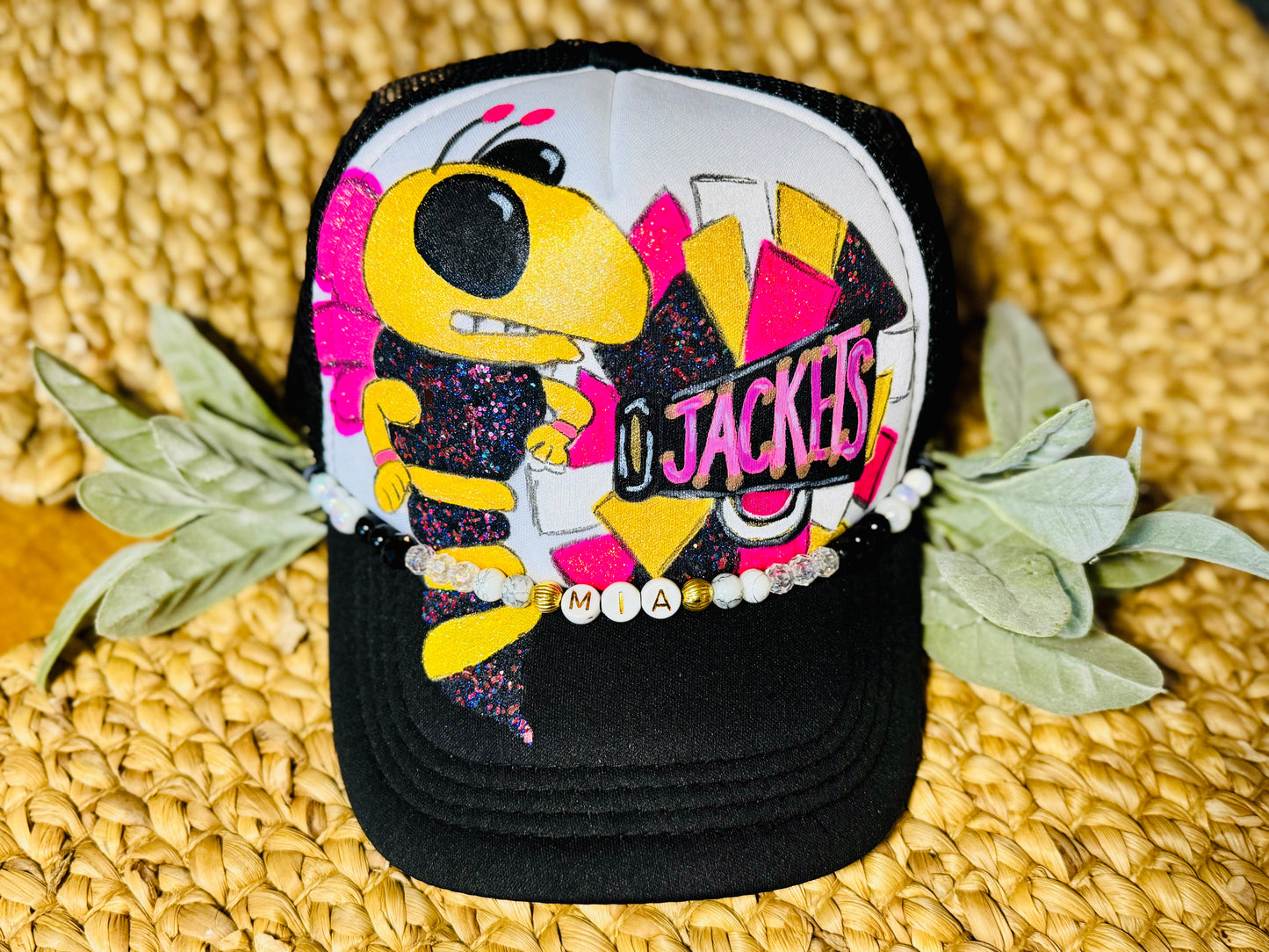 Custom Team Spirit Trucker Hat – Team Spirit Personalized with Beads & Mascot Art