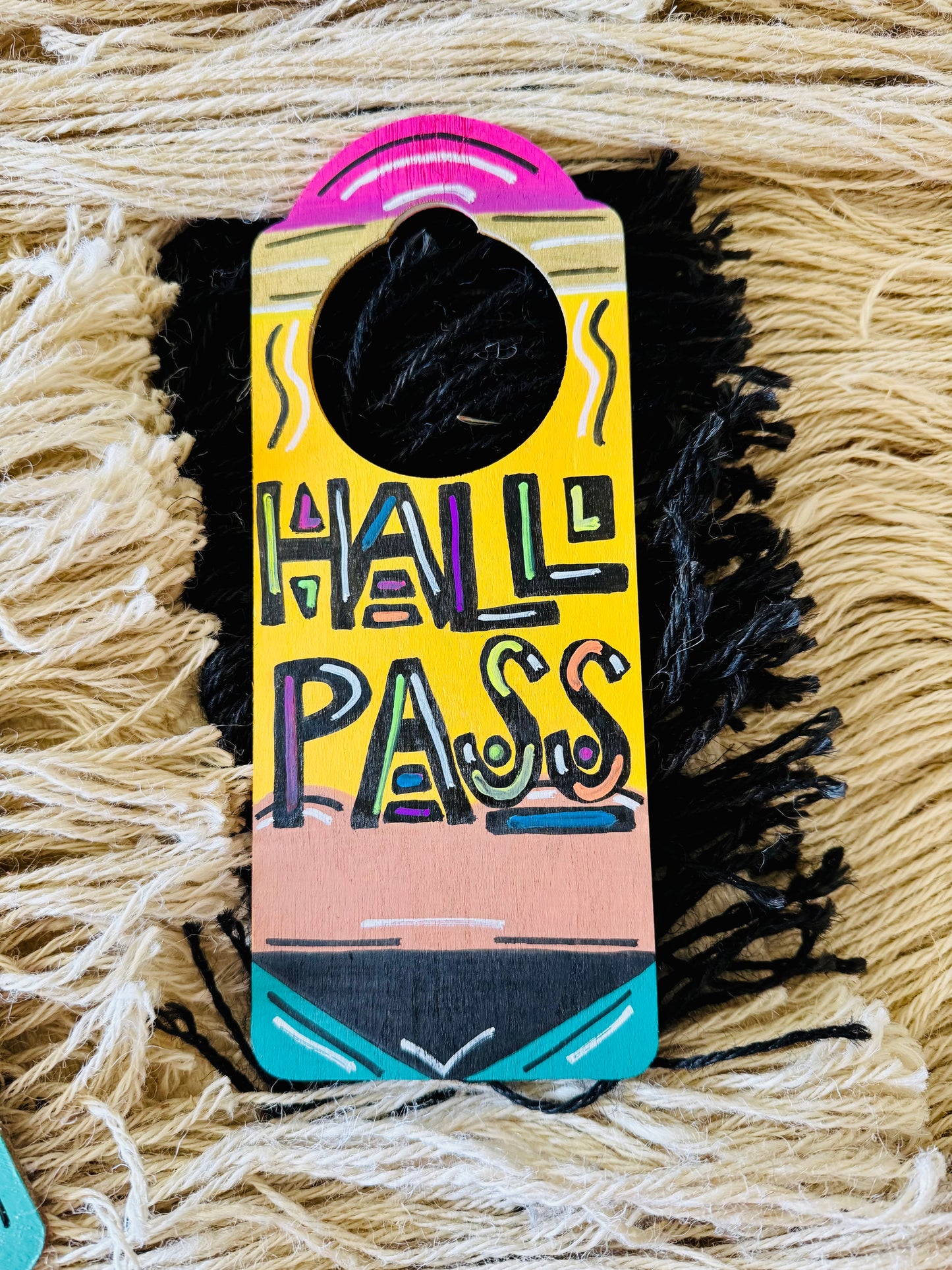 Customizable Pencil-Themed Clipboard, Hall Pass Door Hanger & Coaster Set