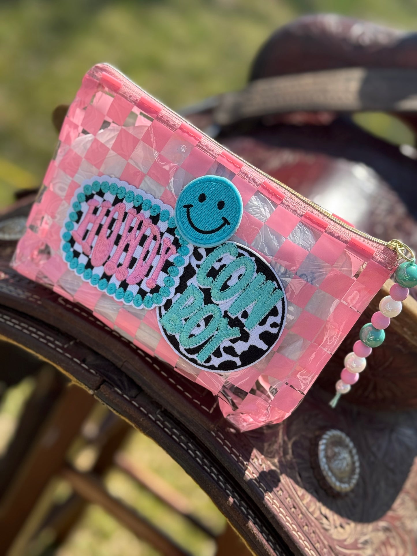 Howdy Cowboy Checkered Makeup Bag