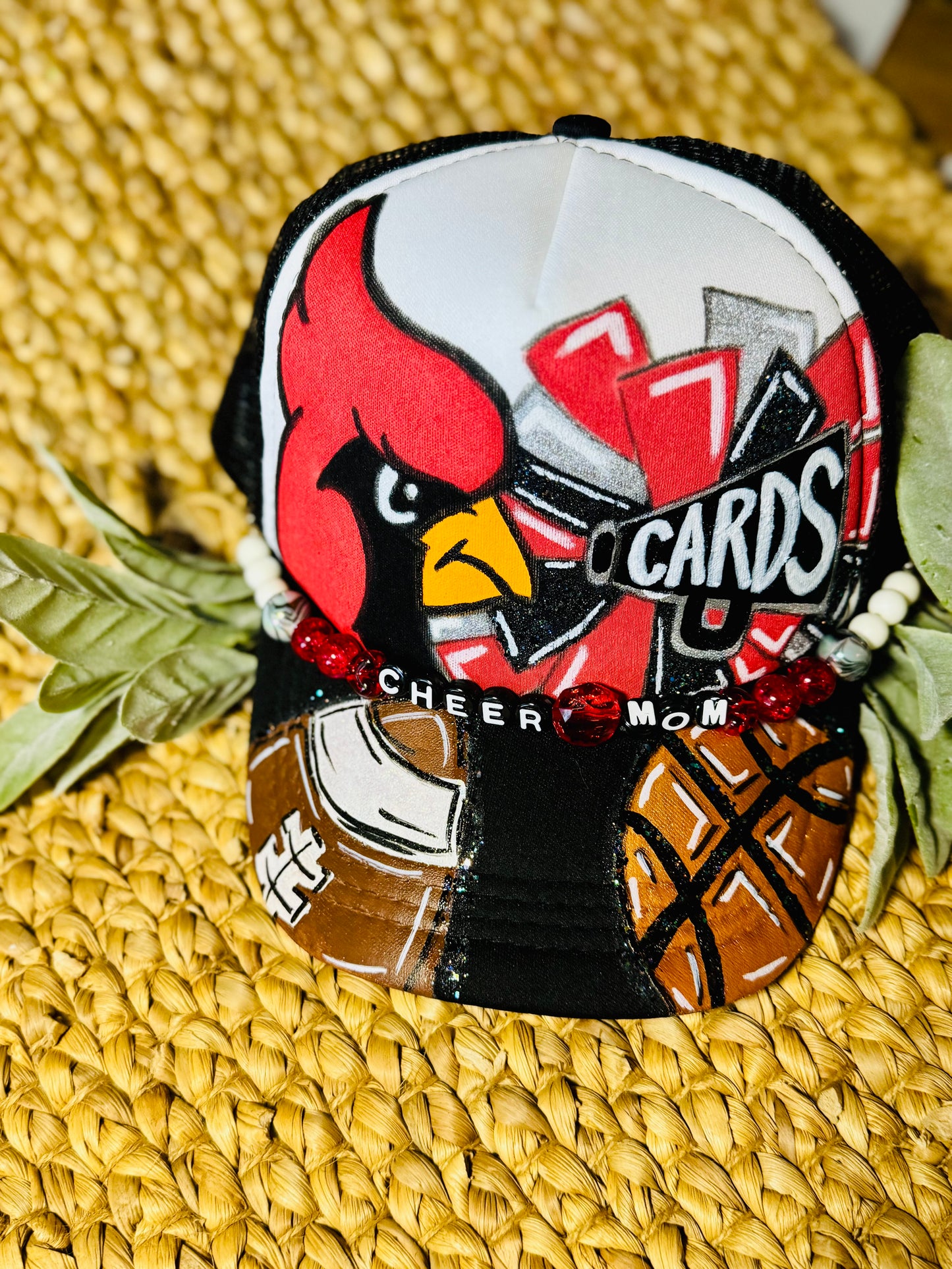 Custom Team Spirit Trucker Hat – Team Spirit Personalized with Beads & Mascot Art