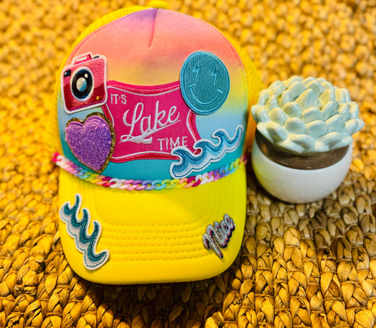It’s Lake Time Trucker Hat – Vibrant Summer Vibes - Hand Painted