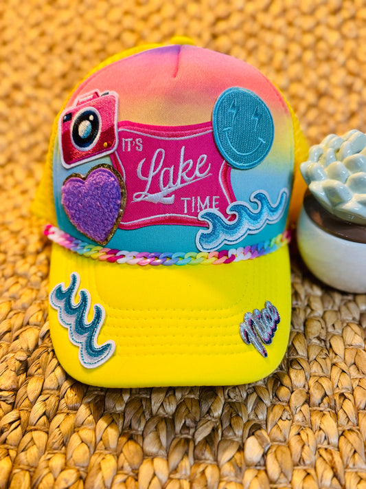 It’s Lake Time Trucker Hat – Vibrant Summer Vibes - Hand Painted