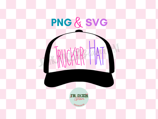 Trucker Hat PNG & SVG | Digital Download | Trucker Glam Clipart for Crafts, Sublimation, Vinyl Projects