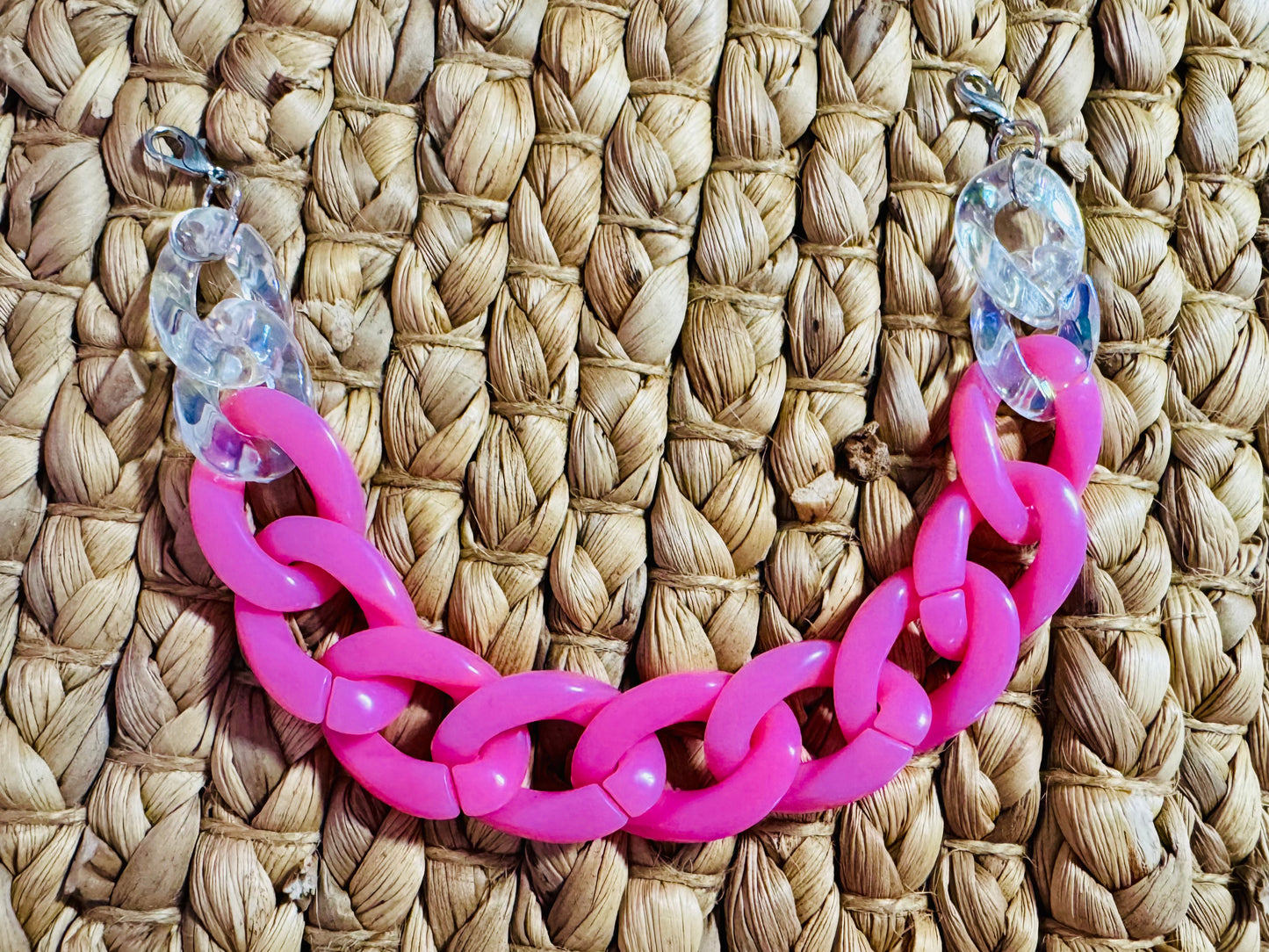 Bubblegum Pop Hat Chain – Pink & Clear Acrylic Charm
