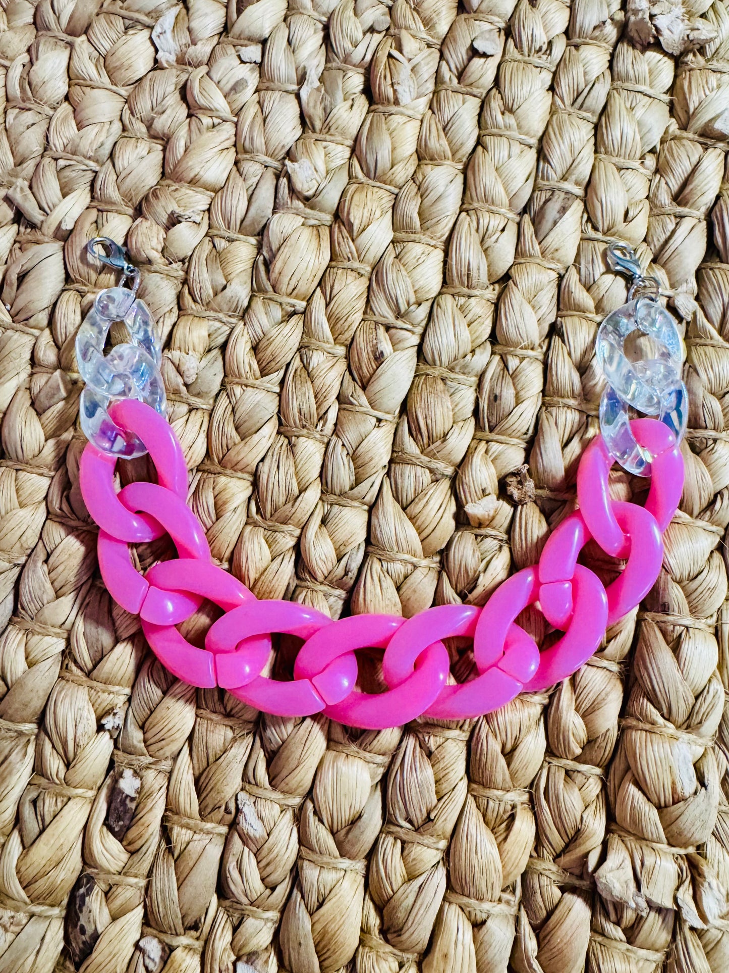 Bubblegum Pop Hat Chain – Pink & Clear Acrylic Charm