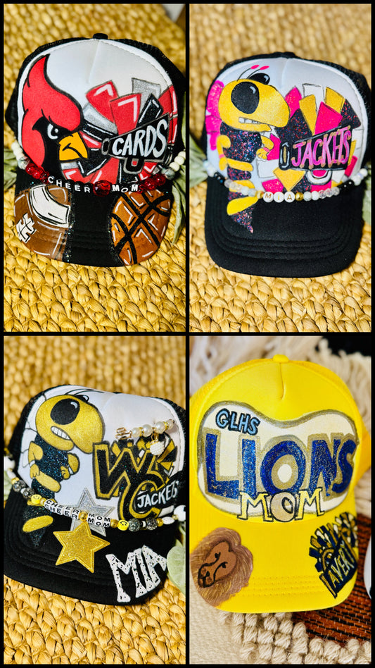 Custom Team Spirit Trucker Hat – Team Spirit Personalized with Beads & Mascot Art