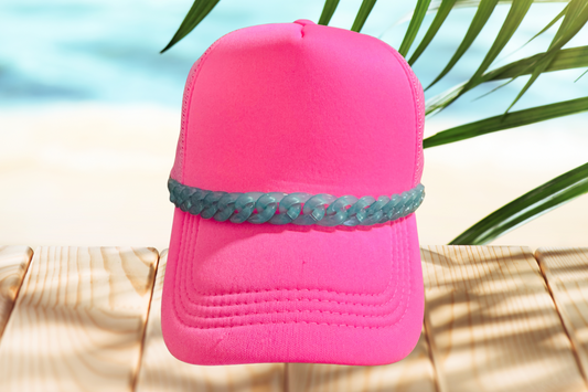 Aqua Hat Chain – Braided Aqua Trucker Hat Charm