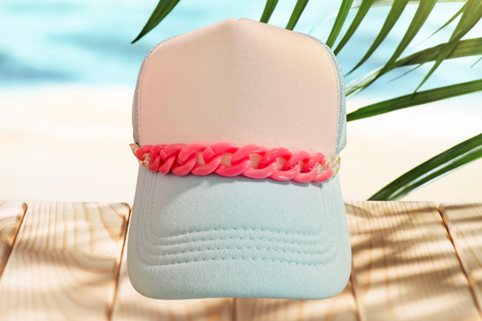 Bubblegum Pop Hat Chain – Pink & Clear Acrylic Charm