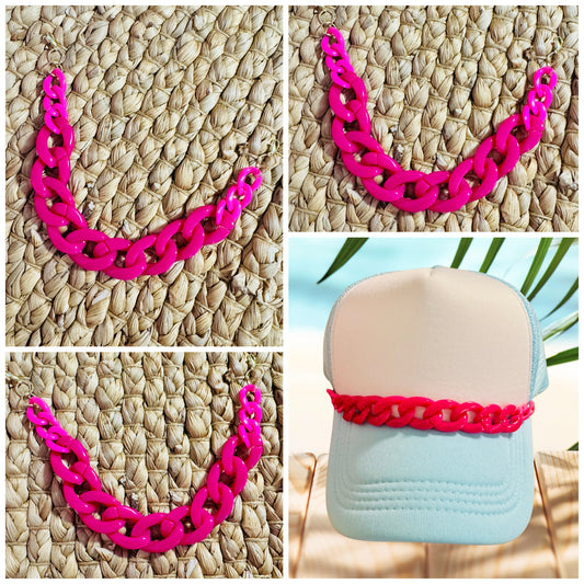 Barbie Pink Hat Chain – Glossy Hot Pink Trucker Hat Accessory