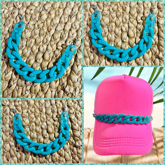 Teal Chunky Hat Chain – Bold Hat Accessory