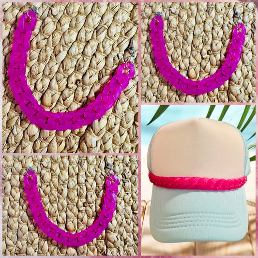 Hot Pink Chunky Hat Chain – Snap-On Hat Accessory